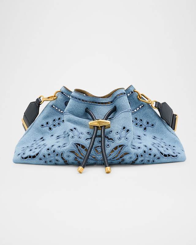 Bon Bon Cinch Eyelet Denim Bucket Bag